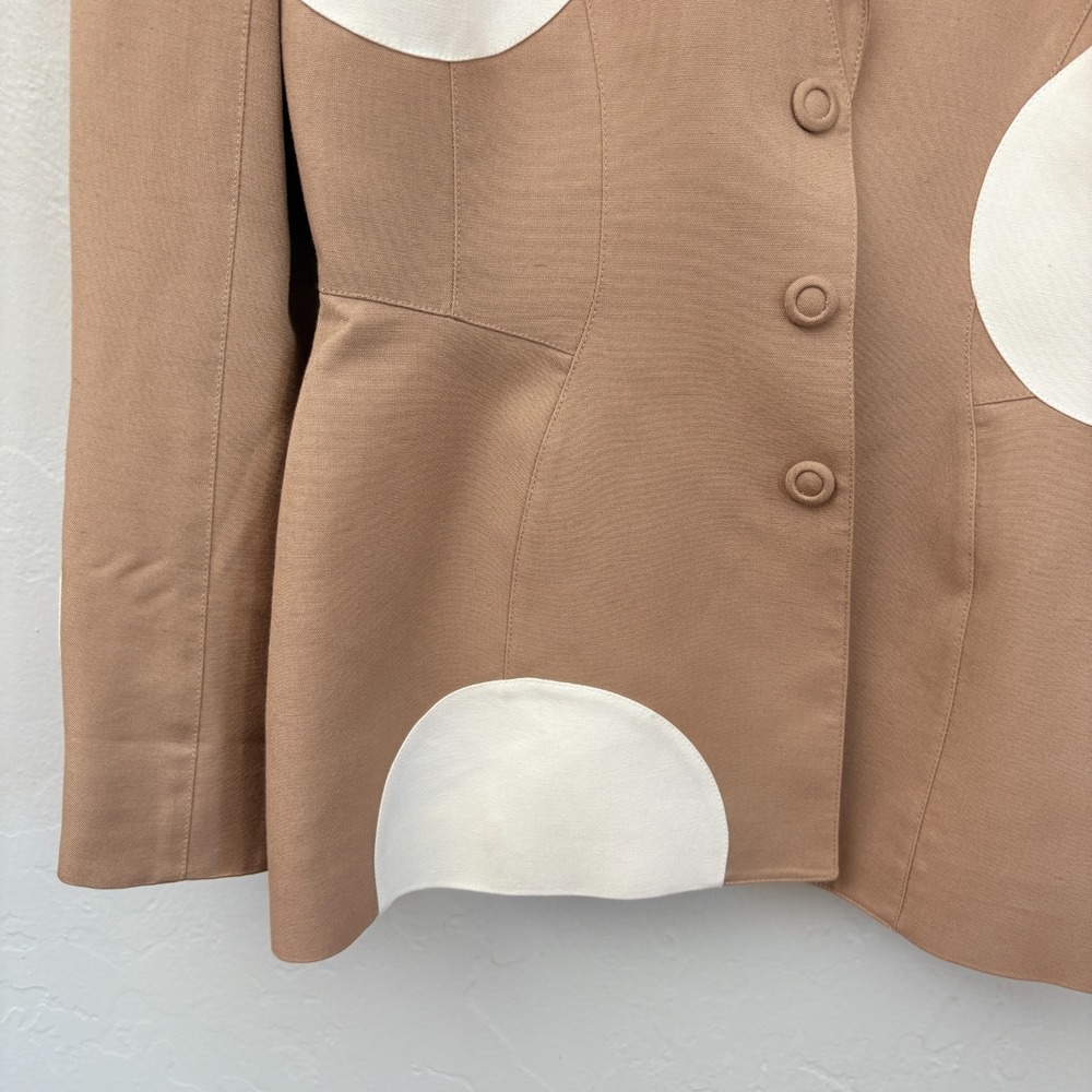 Thierry Mugler Vintage Polka Dot Suit Skirt Set Women Size 40 Beige White Flaws - Picture 7 of 16